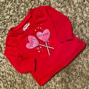 Oshkosh Dad’s Valentine Heart sucker red shirt pink sparkle 6 months 6M